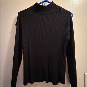 Fashion Nova Black Ribbed Long Sleeve Top